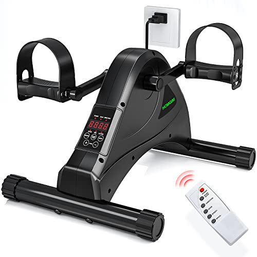 HOMGIM Mini Exercise Bike,Under Desk Bike for Seniors Rehab Training, Motorized Pedal Exerciser for Arm/Leg Fitness & Physical Therapy, 6 Levels Speed Adjustment - color: Black