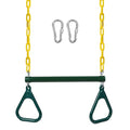 RedSwing Trapeze Swing Bar with Triangular Gymnastic Rings, Kids Swingset Heavy Duty Coated Chains with Carabiners, Outdoor Swing Play Playground Accessories, Green and Yellow - color: Green Yellow
