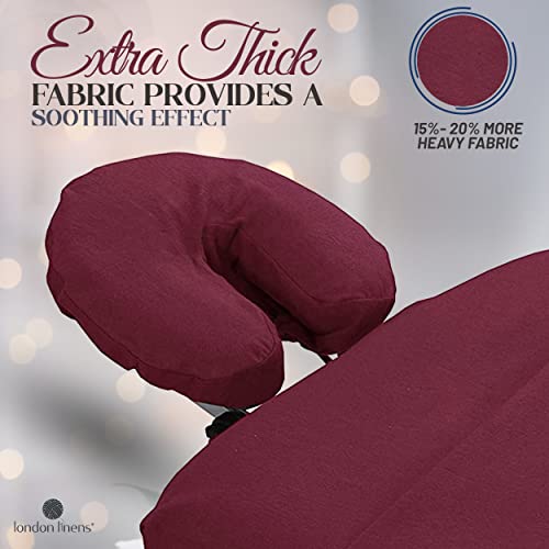 LONDON LINENS Premium Extra Thick 100% Cotton Flannel Massage Face Cradle Cover, Includes 4pcs (4, Burgundy) - color: Burgundy, size: 4