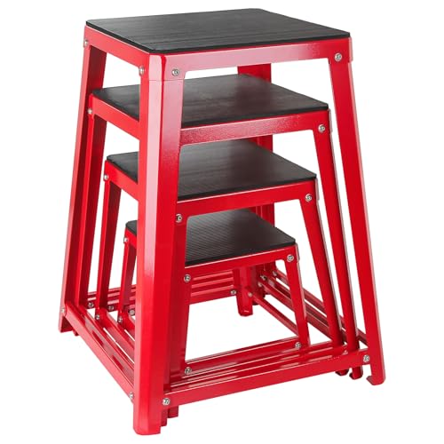Metal Plyometric Jumping Box, 12/18/24 Inch Anti-Slip Workout Step Up Box for Home Gym