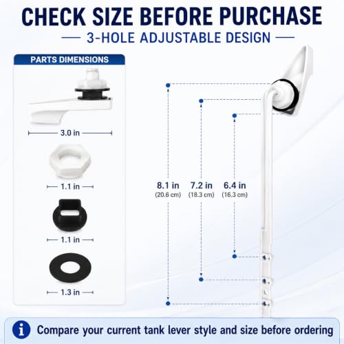 Lydia's Deal Toilet Handle Replacement Kit, Universal Front Mount Toilet Tank Flush Lever Replacement Handle, Toilet Tank Trip Lever, Easy to Install, Toilet Repair Kit, White Plastic - color: White Plastic