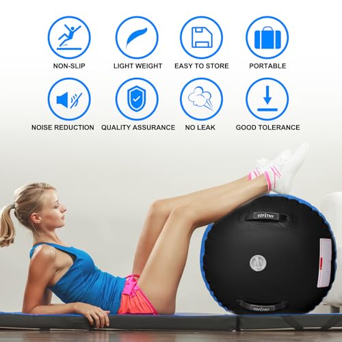 VOFiTNY Gymnastics Tumbling Equipment Air Barrel Inflatable Octagon Tumbler Roller Back-bend Trainer Cheerleading Without Pump - color: Blue/Black No Pump, size: 4'L x 2.5'D