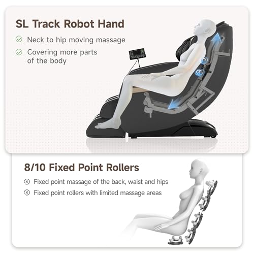 Real Relax 2026 Upgraded 2D SL-Track Massage Chair,Recliner Full Body Zero Gravity with 8 Auto Modes and Upgraded LCD Screen,Added Voice Broadcast,Headrest Cushion,Child Lock and Pause Button,Black - color: Black