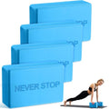 RoundFunny 4 Pack Yoga Blocks Non Slip Pilates Brick Foam Blocks Pilates Dance Gymnastics Workout Fitness Props Tool for Stretching Meditation and Exercise - color: blue