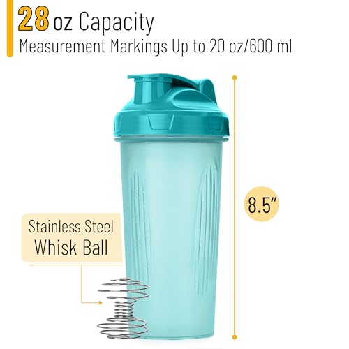 Mr. Pen- Shaker Bottles for Protein Mixes, 28 oz | Leak Proof Shaker Cups with Stainless Steel Wire Whisk Ball for Protein Shakes and Pre Workout - color: Light Blue