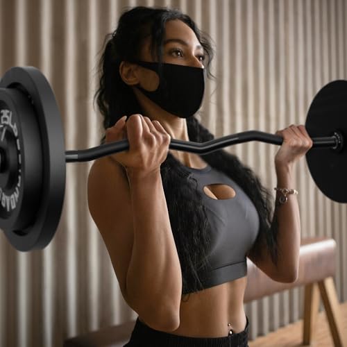 Mikolo EZ Curl Bar, 2 Inch Olympic Curl Bar for Biceps and Triceps, 47” Curling Bar with Knurled Grip, 700LB Barbell Bar with Multi-Angle Wrist-Friendly Design - color: Black - EZ Curl Bar - Bar Only