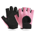 IZUS Anti-Slip Fingerless Workout Gloves for Women Gym/Exercise/Fitness/Training/Cycling with Excellent Grip/Cushion-Pads - color: Pink