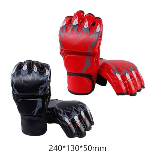 Generic 2 Pairs MMA Gloves Martial Arts Bag Gloves Boxing Fight Gloves Kickboxing Gloves for Sparring - color: Red and Black