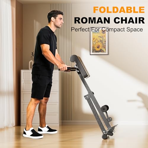 Multi-Function Roman Chair Back Extension Bench for Home Gym (Black gray)