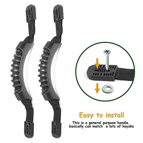 Piutouyar 2 Pcs Kayak Handles Replacement Kayak Carry Handles Rubber Handles Canoe Boat Side Mount Carry Handle for Kayaks Suitcase Luggage - size: Kayak Handle With Fixing End
