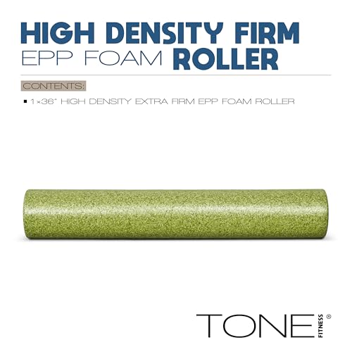 Tone Fitness High Density EPP Foam Exercise Foam Roller for Yoga, Pilates, Stretching, Massage, and Recovery | Multiple Sizes and Colors - color: Green, size: 36 Inch