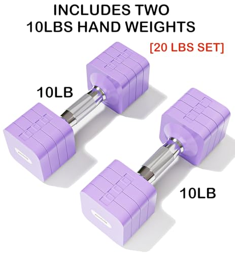 Adjustable Dumbbell Set for Women Men 7.5LB/10LB/15LB/20LB/25LB Pair | Stable Free Weight Hand Weights with Metal Handle for Home Gym Fitness Rehab Pilates Yoga Strength Training Equipments - color: Purple, size: 10LB SINGLE