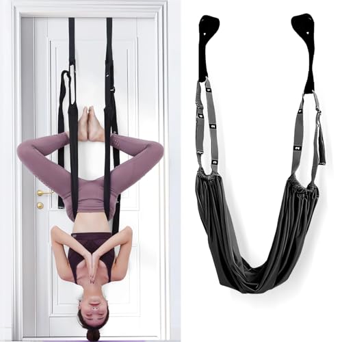 Leg Stretcher Strap - Yoga Stretching Strap,Yoga Door Swing,Backbend Training Rope with Door Anchor, Flexibility Trainer Stretching Equipment Assist Stretch Strap for Fitness Gymnastics Dance Aerial Ballet (purple) - color: black