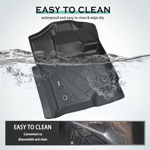 KARPAL Floor Mats for 2015-2026 Ford F-150 & 2022-2026 F150 Lightning SuperCrew, Custom Fit TPE All Weather Ford F150 Accessories 1st & 2nd Row Floor Liner - style: 2015-2026 | For Ford F-150 Crewcab | 1st & 2nd Row