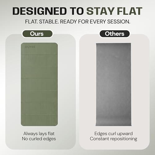 OLYSE Foldable Yoga Mat, Extra Thick 12mm, 7-Fold, Non-Slip, for Yoga, Pilates, Stretching, HIIT & Home Workout, Green