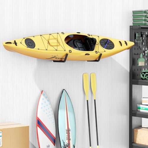 niffgaff Heavy Duty Garage Storage Hooks - 120 LB Capacity Wall Mounted Rack for Kayaks, Ladders, and Bikes - color: Black 4 pack
