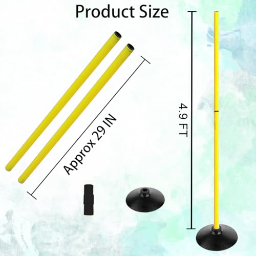 TNZMART Training Agility Poles Set Adjustable Soccer Training Poles Detachable Slalom Poles with Rubber Base - style: Pack of 6
