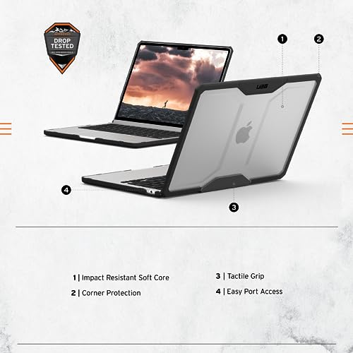 URBAN ARMOR GEAR UAG Designed for MacBook Air 13" Case M5 2026 M4 2025 M3 2024 M2 2022 - Translucent Rugged Lightweight Slim Tactile Grip Laptop Protective Cover, Plyo Ice/Black - color: Plyo - Ice/Black