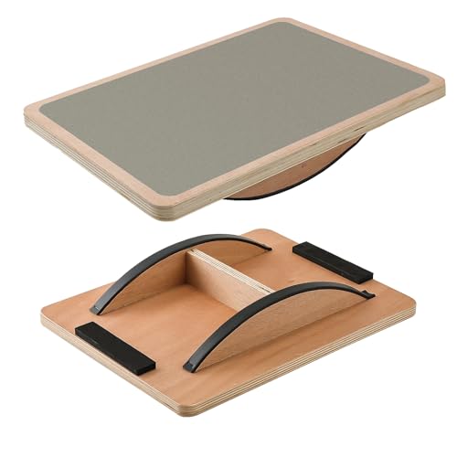 Juoe Balance Board Wobble Board for Adults and Kids - Anti-Slip 350LBS Balance Board for Physical Therapy,Balance Training,Posture Correction,Standing Desk Core Strength Wooden Balance Rocker Board - color: Gery