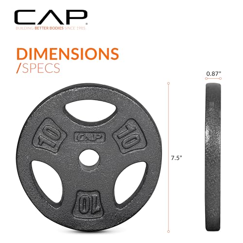 CAP Barbell Standard 1-Inch Grip Weight Plates - color: Black, size: 10 lbs Plate Pack (x2)