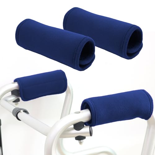 2 Pack Walker Handle Cushions Walker Grip Covers Pads Walker Padded Hand Grip Covers for Rolling Wheelchair Walker Elderly Grippers Rollator Handle - color: Dark blue