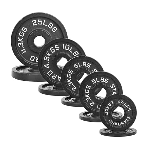 Fitvids Barbell Cast Iron 2-Inch Weight Plates for Strength Training & Weightlifting, 95LB Set