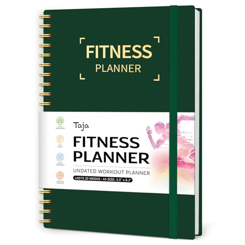 Fitness Workout Journal for Women & Men, A5(5.5" x 8.2") Workout Log Book Planner for Tracking, Progress, and Achieving Your Wellness Goals-Dark Green - color: g.Dark Green