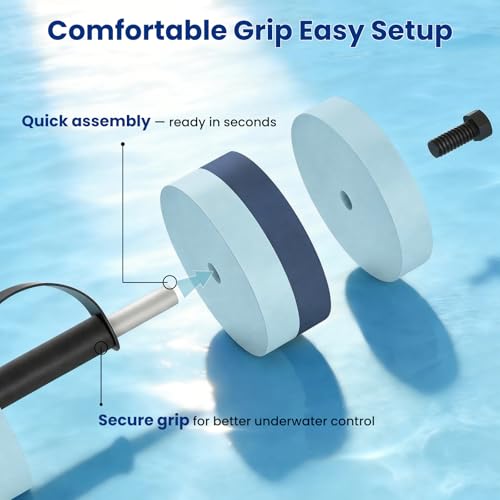 Sportneer Adjustable Resistance Water Weights: Pool Exercise Dumbbell Set of 2 EVA Foam Pool Weights with Handle Strip Aquatic Exercise Equipment for Water Aerobics - color: Blue