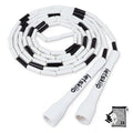 Classic Beaded Jump Rope, Adjustable Tangle-Free Set | 4 styles, segmented skipping rope with shatterproof PP beads, for indoor/outdoor fitness, kids & adults, 10 spare beads & bag - color: White/Black
