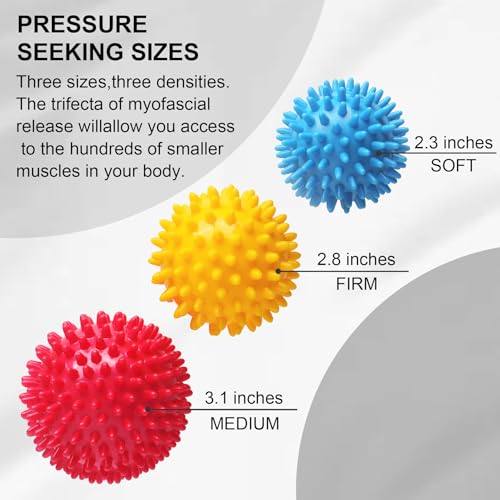 Spiky Massage Balls- 3PCS (Firm, Medium and Soft) Muscle Massager Ball for Feet, Back, Neck, Muscles, Hands Massager Roller for Plantar Fasciitis, Foot Arch Trainer, Exercise, Physical Therapy - color: 3color