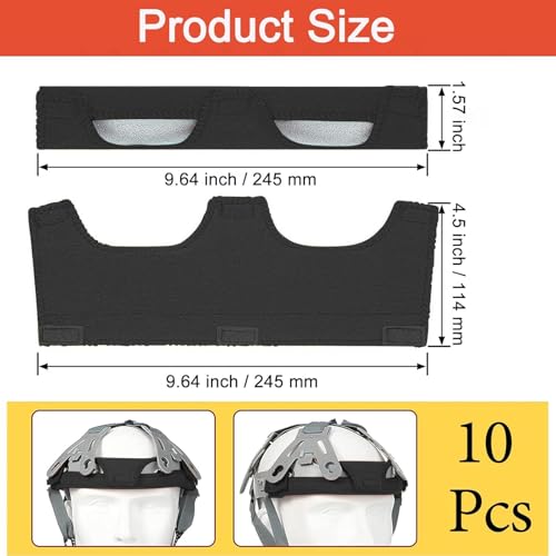 10Pcs Hard Hat Sweatband Washable Cotton Hardhat Liner Reusable Hardhat Accessories Air Cushion Sweatband - color: Black 10pcs