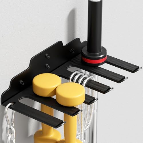XZHXFX Barbell Wall Holder,Single Barbell wall Mount Hanger,Garage Gym Bar Wall Rack,Vertical Olympic Hanger wall Mount Rack,Space Saving Gym Accessory,Holds Under 33mm Bar Size(Black) - color: Black 6 hooks