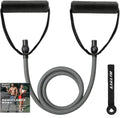 RitFit Single Resistance Exercise Band with Comfortable Handles - Ideal for Physical Therapy, Strength Training, Muscle Toning - Foam Padding Door Anchor and Starter Guide Included - size: 35-40lbs