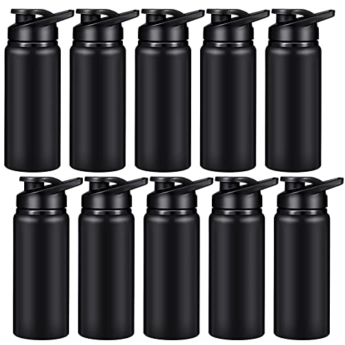 CHENGU Water Bottle Bulk 20 oz Aluminum Reusable Bottles Lightweight Snap Lid Water Cups Easy Carry Leak Proof Travel Tumbler for Gym Sports Camping Hiking Fishing - color: Black