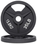 Fitvids 2-Inch Olympic and 1-Inch Standard Cast Iron Weight Plate for Strength Training & Weightlifting, Multiple Weights Available - color: Olympic (2-Inch Center), style: 35LB Pair