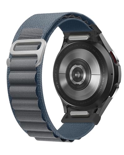 One Click Alpine Loop Bands Compatible with Samsung Galaxy Watch 7 Band/Galaxy Watch 6 4 5 FE Band 40mm 44mm/Watch 6 4 Classic 47mm 43mm 42mm 46mm/5 Pro 45mm, 20mm No Gap Nylon Sport Strap for Men - color: 11#Blue Grey