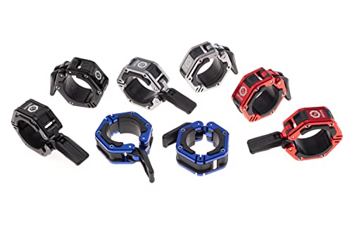 Lock-Jaw Flex Barbell Collars Olympic Barbell Clamps w/Magnet 2 Pcs – Heavy Duty Bar Clamps for 2” & 50mm Olympic Bars – Secure Weight Bar Clamps for Strength Training & Home Gym Accessories - color: Grey