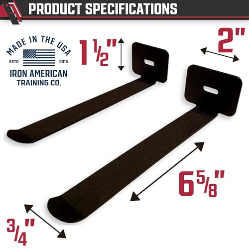 IRON AMERICAN Yoga Mat Hanger - Adjustable Hooks for Exercise Mats, Foam Rollers & Gym Equipment Storage - Wall Mounted - Hardware Included - (6.75" x .75") - American Steel - style: 3-PAIR
