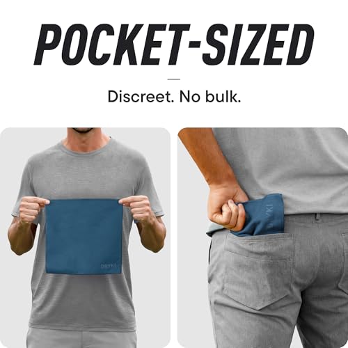 DRYKI Pocket-Sized Sweat Towels - The Original Sweat Absorbing Handkerchiefs - Quick-Dry Microfiber Sweat Rags for Face, Hands, & Body - Men & Women - Gym, Sports, and Work (Blue: 5 Pack) - color: *Coastal Blue