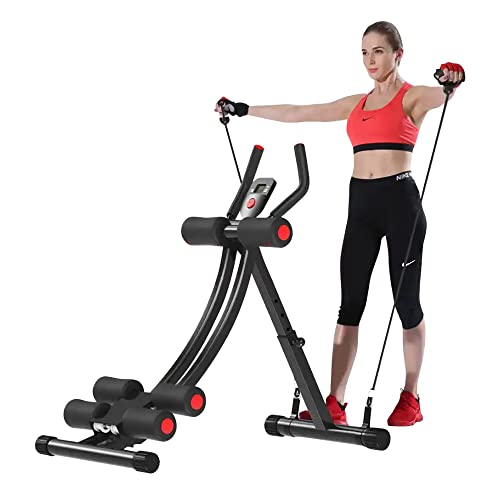 Fitlaya Fitness Core & Abdominal Trainers AB Workout Machine Home Gym Exercise Machine Ab Cruncher Foldable Fitness Equipment - color: red02