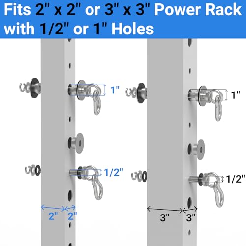 Heavy-Duty Power Rack Attachments, Quick-Install Home Gym Accessories for 2x2, 2x3 & 3x3 Power Racks, Fits 1/2" & 1" Holes - color: Power Rack Attachments with Pulley Wheel