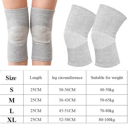 1 Pairs Bamboo Charcoal Knee Sleeve - Bamboo Knee Brace Bamboo Compression Knee Sleeve -Elastic Warm Knee Brace Bmboo Knee Sleeve for Arthritis (Gray, X-Large) - size: X-Large