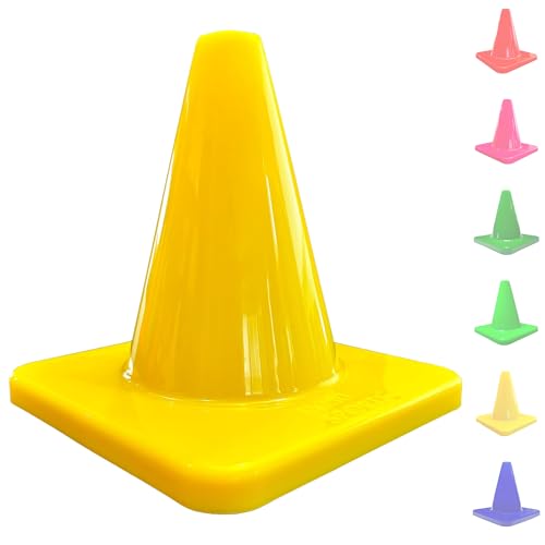LVL10 Pro Training Cones - 6" Soccer Training Cones for Sports - for Basketball, Football, Basketball and Agility Drills - Soccer Field Markers that Won't Crack, Slide or Fly - color: Yellow, style: 8 Pack