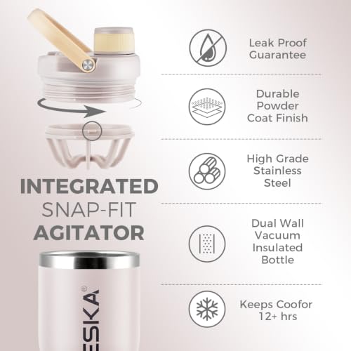 VALESKA Protein Shaker Bottle | 20oz Insulated Stainless Steel Protein Shaker, BPA Free, Leak Proof, Dishwasher Safe, Perfect for Protein Shakes and Pre Workout | Grey - color: Gray, size: 20 Ounces
