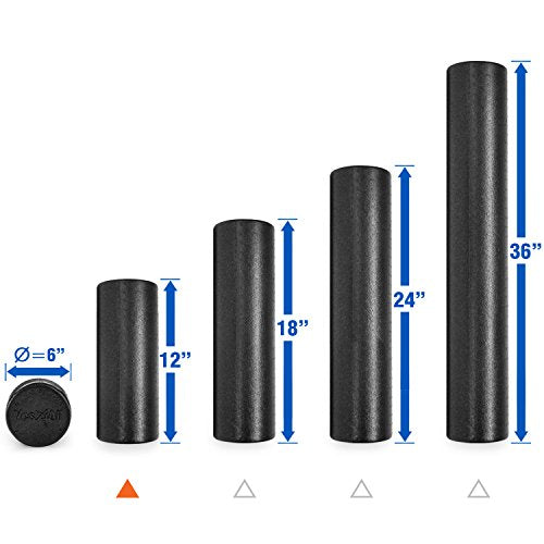 Yes4All EPP Exercise Foam Roller – Extra Firm High Density Foam Roller – Best for Flexibility and Rehab Exercises (12 inch, Black) - color: Black, size: 12-inch (Pack of 1)