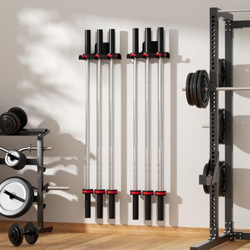 XZHXFX Barbell Wall Holder,Single Barbell wall Mount Hanger,Garage Gym Bar Wall Rack,Vertical Olympic Hanger wall Mount Rack,Space Saving Gym Accessory,Holds Under 33mm Bar Size(Black) - color: Black 3 hook