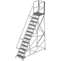 Tri-Arc RWSR113242-XR 13-Step Gateway Rear-Exit Steel Rolling Ladder with 30" Deep Top Platform, Grip Strut Tread with Handrails, 24" Wide Steps - size: 13-Step, style: Grip Strut Tread