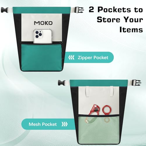 MoKo Chalk Bag for Rock Climbing, Large Capacity Climbing Chalk Bag with Magnetic Snap and Zipper Pocket, Portable Chalk Bucket for Rock Climbing, Weight Lifting, Bouldering, Gymnastics, Fitness - color: Green
