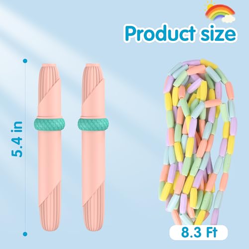 Beaded Jump Rope 1 Pack/2 Pack, ACEONE Segmented Skipping Rope for Kids Adults, Adjustable Tangle-Free Toddler Jumping Rope for Fitness Exercise Training - color: Blue+Pink