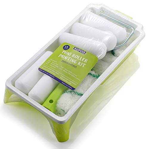 Foam Paint Roller Tray Set,4-Inch Mini Roller Cover Refills with Frame, Paint Tray, Liners, High-Density Foam Small Roller Naps, Bathtub Refinishing Sponge Roller Kit(15Pcs) - size: 4 inch Foam Roller Set